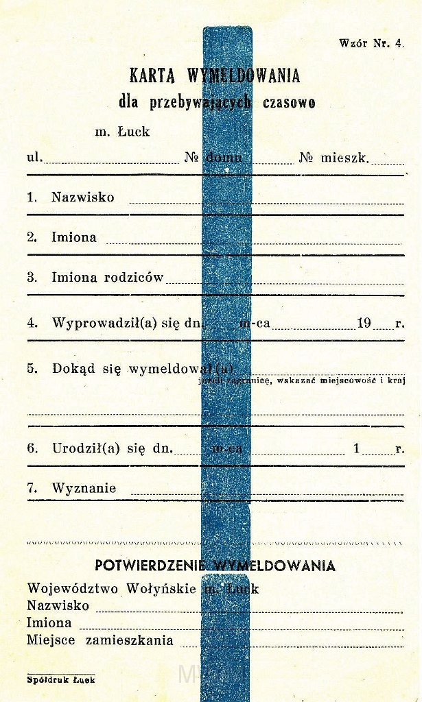 KKE 5924-2.jpg - Dok. Karty Zameldowania oraz karta Wymeldowania, Łuck/Warszawa, 1929 r.